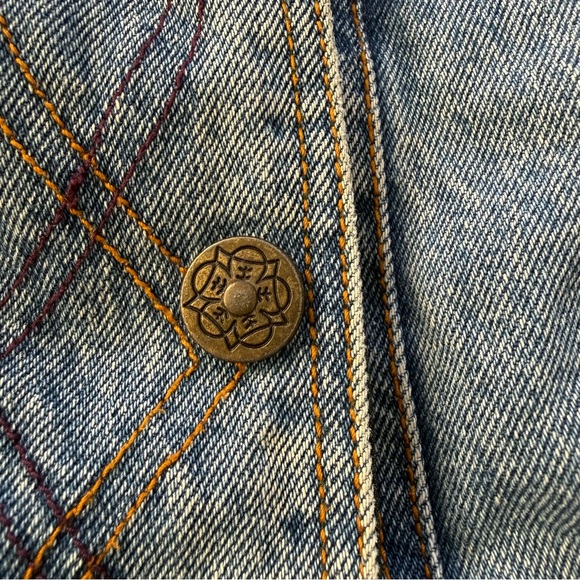 Vintage 90s Oversized Denim Jacket | Western Patchwork Boho Retro | Size L - Picture 10 of 10